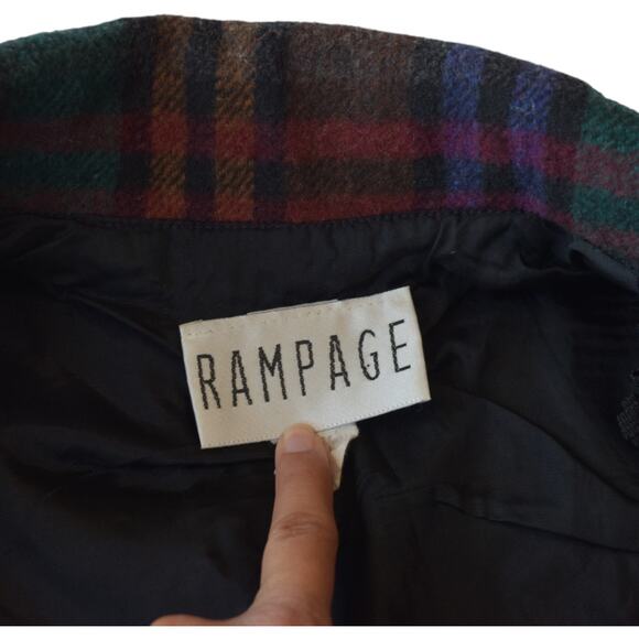 Vintage Rampage Plaid Jacket | 90s Wool Blend with Waist Tie Closure - Picture 4 of 5